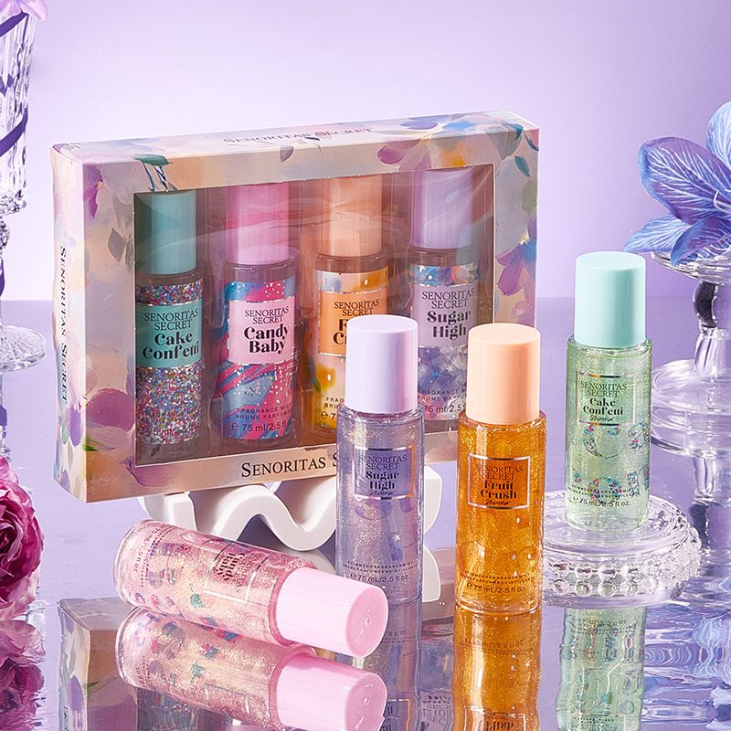 4 Buah 75Ml*4 Eau De Parfum Motif Bunga Body Spray Wanita Buah 75Ml Body Mist Gift Set