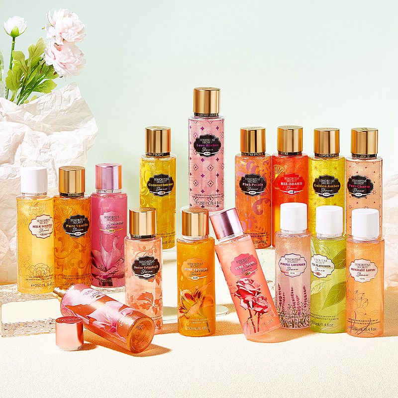 250Ml Body Spray Wangi Glitter Shimmer Spray Aroma Bunga Kabut Halus Body Splash Mist untuk Wanita