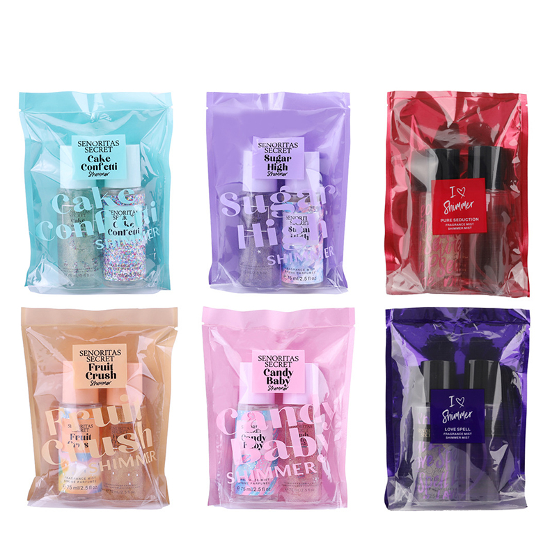 Sesuaikan logo Koleksi Body Mist Parfum Body Spray Secret Body Mist Set 75ml*2