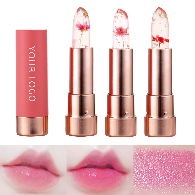 Lipstik Jelly Berubah Warna bening dengan Bunga